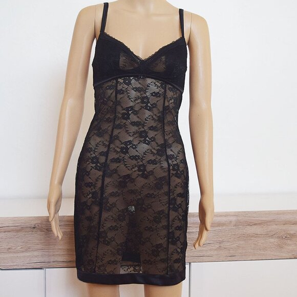 Intimissimi Sensual Stretch Lace Chemise With Padded Cups / Black Slip - Picture 1 of 12